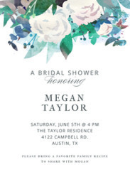 5x7 Greeting Card, Glossy, Blank Envelope with White Peony Bridal Shower design