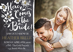 5x7 Greeting Card, Glossy, Blank Envelope with Here She Comes design