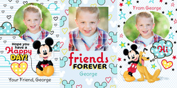 4x8 Greeting Card, Matte, Blank Envelope with Disney Mickey & Pluto Cut-Apart design