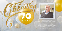 4x8 Greeting Card, Glossy, Blank Envelope with Elegant Balloons Milestone Invitation design