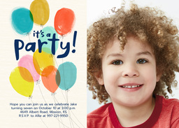 5x7 Greeting Card, Glossy, Blank Envelope with Watercolor Balloons Party Invite design