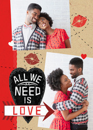 5x7 Greeting Card, Matte, Blank Envelope with All We Need Is Love design