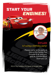 5x7 Greeting Card, Glossy, Blank Envelope with Cars Lightning McQueen design