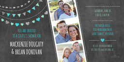 4x8 Greeting Card, Glossy, Blank Envelope with Chalkboard Hearts and Banners design