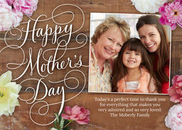 5x7 Cardstock, Blank Envelope with Floral Happy Mother's Day design