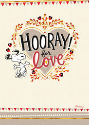 5x7 Greeting Card, Matte, Blank Envelope with Hooray for Love - Snoopy design