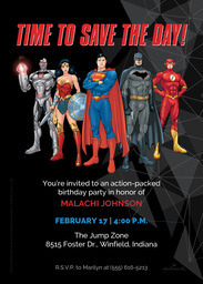 5x7 Greeting Card, Glossy, Blank Envelope with Justice League Save the Day design