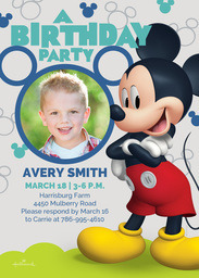 5x7 Greeting Card, Glossy, Blank Envelope with Mickey Mouse Birthday Party design