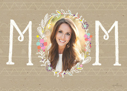 5x7 Cardstock, Blank Envelope with MOM Floral Frame design