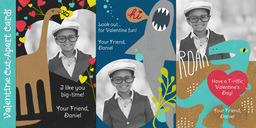 4x8 Greeting Card, Matte, Blank Envelope with Cut-Apart Prehistoric Valentines design