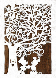 5x7 Greeting Card, Matte, Blank Envelope with Rustic Love - Mickey & Minnie design