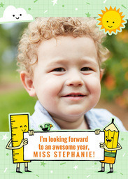 5x7 Greeting Card, Glossy, Blank Envelope with School Supplies & Banner design