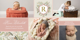 4x8 Greeting Card, Glossy, Blank Envelope with Sweet Floral Monogram Announcement design