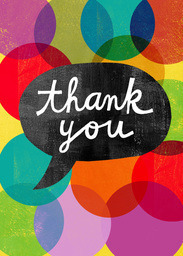 5x7 Greeting Card, Glossy, Blank Envelope with Thank You Speech Bubble design