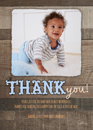 5x7 Greeting Card, Glossy, Blank Envelope with Wooden Thank You design