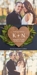 4x8 Greeting Card, Matte, Blank Envelope with Woodgrain Heart Botanical design