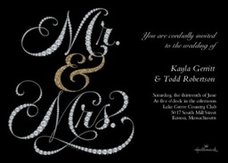 5x7 Greeting Card, Glossy, Blank Envelope with Elegant Diamond Mr. and Mrs. design