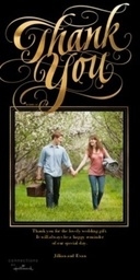 4x8 Greeting Card, Glossy, Blank Envelope with Elegant Gold Thank You design