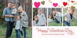 4x8 Greeting Card, Matte, Blank Envelope with Glitter Heart Banner design