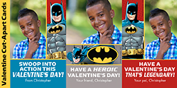 4x8 Greeting Card, Matte, Blank Envelope with Cut-Apart Heroic Valentines Forever design