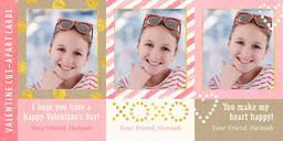 4x8 Greeting Card, Matte, Blank Envelope with Cut-Apart Pink and Gold Designs design