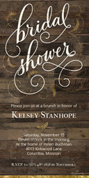 4x8 Greeting Card, Glossy, Blank Envelope with Rustic Wood Bridal Shower design