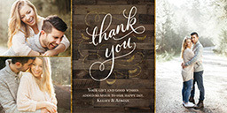 4x8 Greeting Card, Glossy, Blank Envelope with Rustic Wood Thank You design