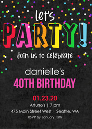 5x7 Greeting Card, Glossy, Blank Envelope with Confetti Party design