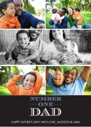 5x7 Greeting Card, Glossy, Blank Envelope with Number One Dad design