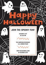 5x7 Greeting Card, Glossy, Blank Envelope with Friendly Ghosts Invite design