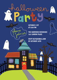 5x7 Greeting Card, Glossy, Blank Envelope with Spooky House Invite design