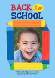 5x7 Greeting Card, Glossy, Blank Envelope with Back To School design