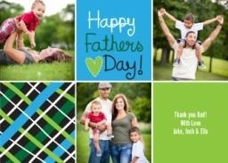 5x7 Greeting Card, Glossy, Blank Envelope with Blue & Green Collage design