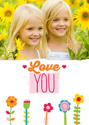 5x7 Greeting Card, Matte, Blank Envelope with Love You Flowers design
