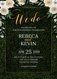 5x7 Greeting Card, Glossy, Blank Envelope with Boxwood Wedding Invitation design