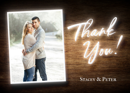 5x7 Greeting Card, Glossy, Blank Envelope with Love in Neon Thank You design