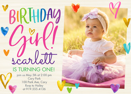 5x7 Greeting Card, Glossy, Blank Envelope with Rainbow Hearts design