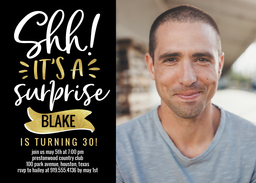 5x7 Greeting Card, Glossy, Blank Envelope with Shh Surprise Party design