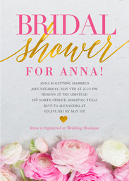 5x7 Greeting Card, Glossy, Blank Envelope with Bridal Shower Flowers design