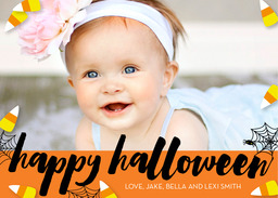 5x7 Greeting Card, Glossy, Blank Envelope with Candy Corn Halloween design