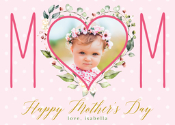 5x7 Cardstock, Blank Envelope with Floral Mom Heart design