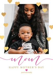 5x7 Cardstock, Blank Envelope with Moms Hearts design