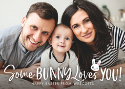 5x7 Greeting Card, Glossy, Blank Envelope with Some Bunny Loves You design