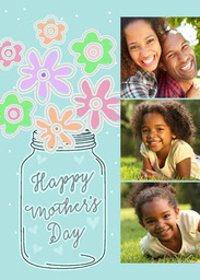 5x7 Cardstock, Blank Envelope with Flowers in a Jar design