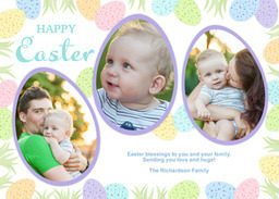 5x7 Greeting Card, Glossy, Blank Envelope with Happy Easter Eggs design