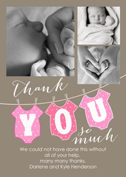 5x7 Greeting Card, Matte, Blank Envelope with Thank You Onesie design