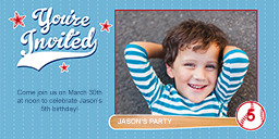 4x8 Greeting Card, Glossy, Blank Envelope with Baseball Party design