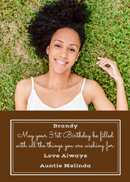 5x7 Greeting Card, Glossy, Blank Envelope with Classic Brown design