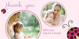 4x8 Greeting Card, Matte, Blank Envelope with Sweet Ladybugs Thanks design