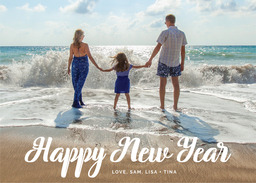 5x7 Greeting Card, Glossy, Blank Envelope with Curly Happy New Year design